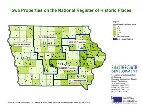 Map of Iowa's National Register Properties